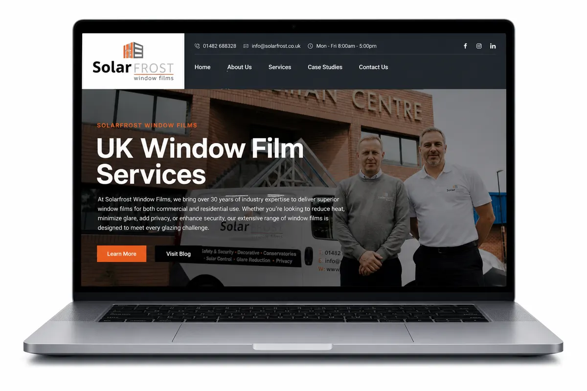 Laptop showing the Solar Frost website